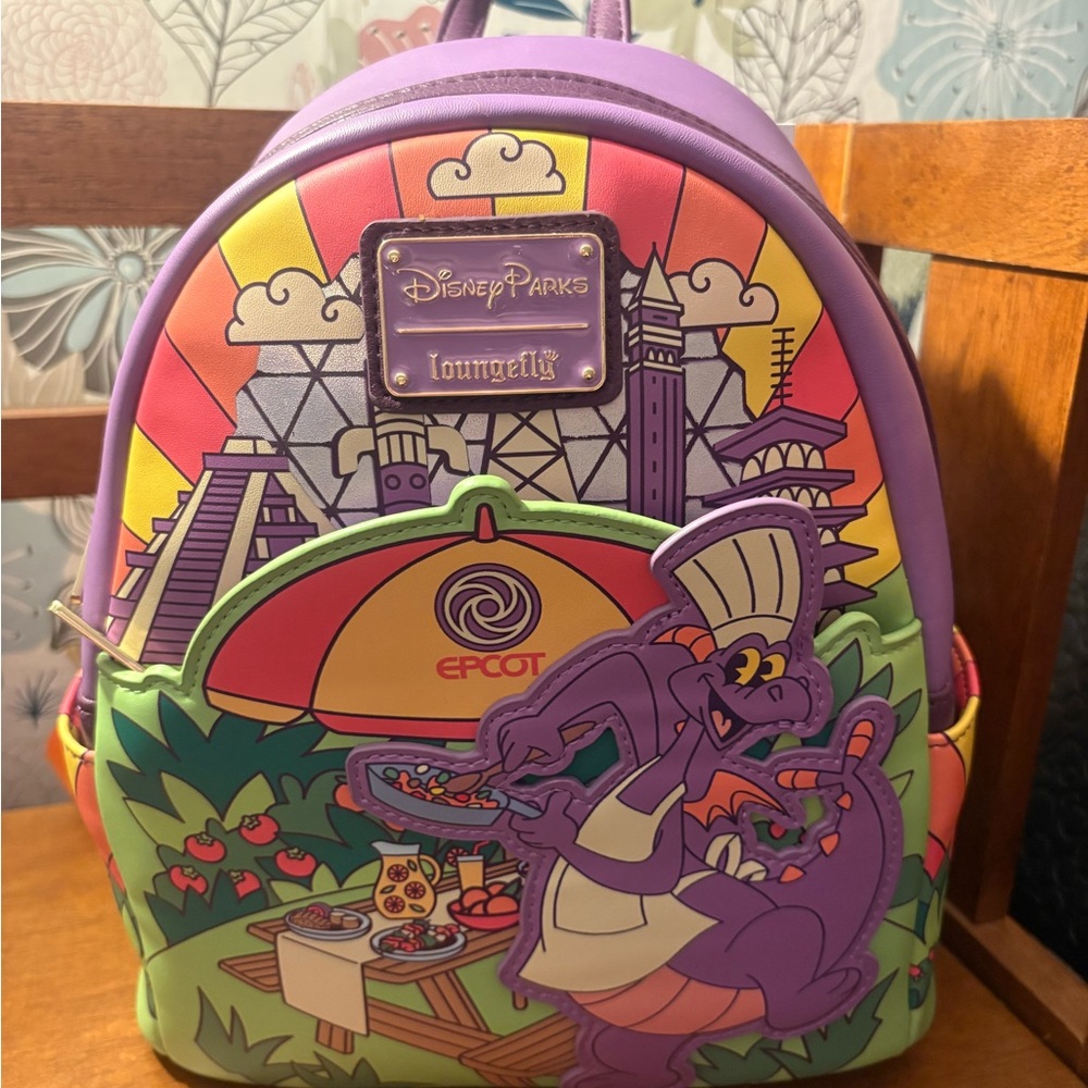 Disney Parks Loungefly Epcot Figment Backpack. NWT